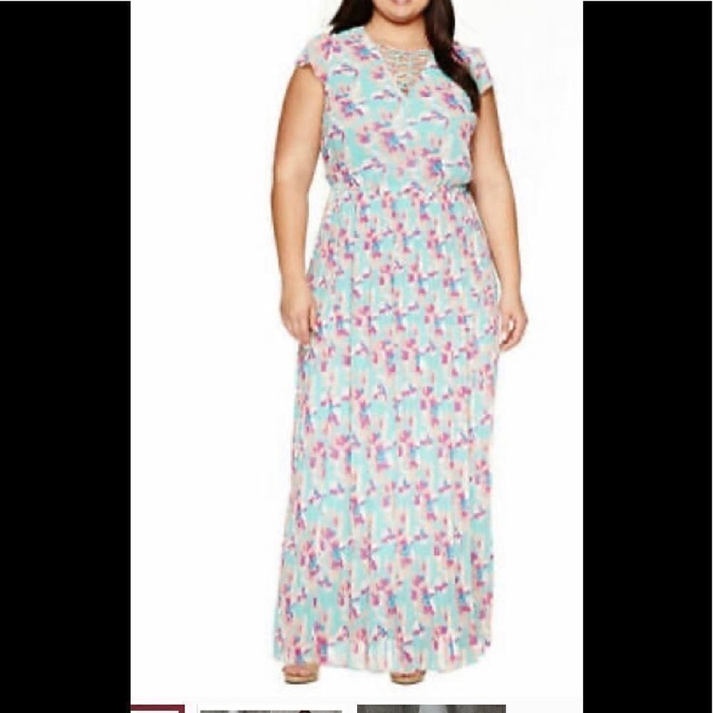 Ashley Nell Tipton floral maxi dress sz 2X
